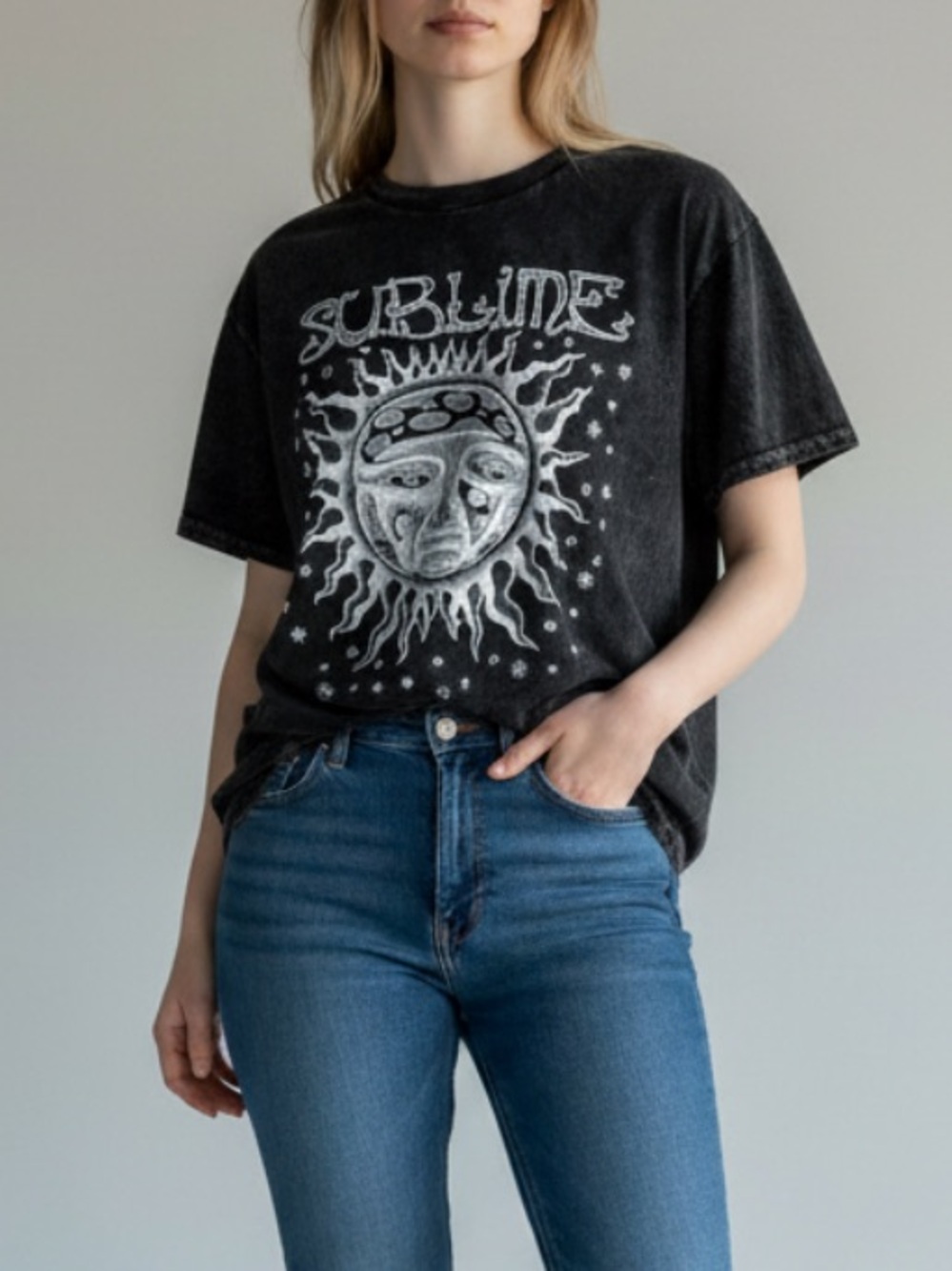 SUBLIME black burn-out boyfriend t-shirt